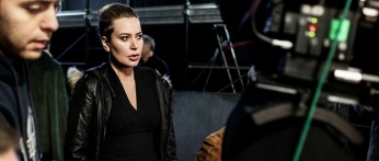 Sabina Guzzanti sul set de "La trattativa"